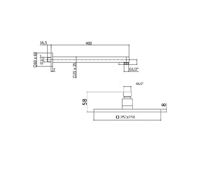 Верхний душ BelBagno ROMANO ROM-SLD-CRM