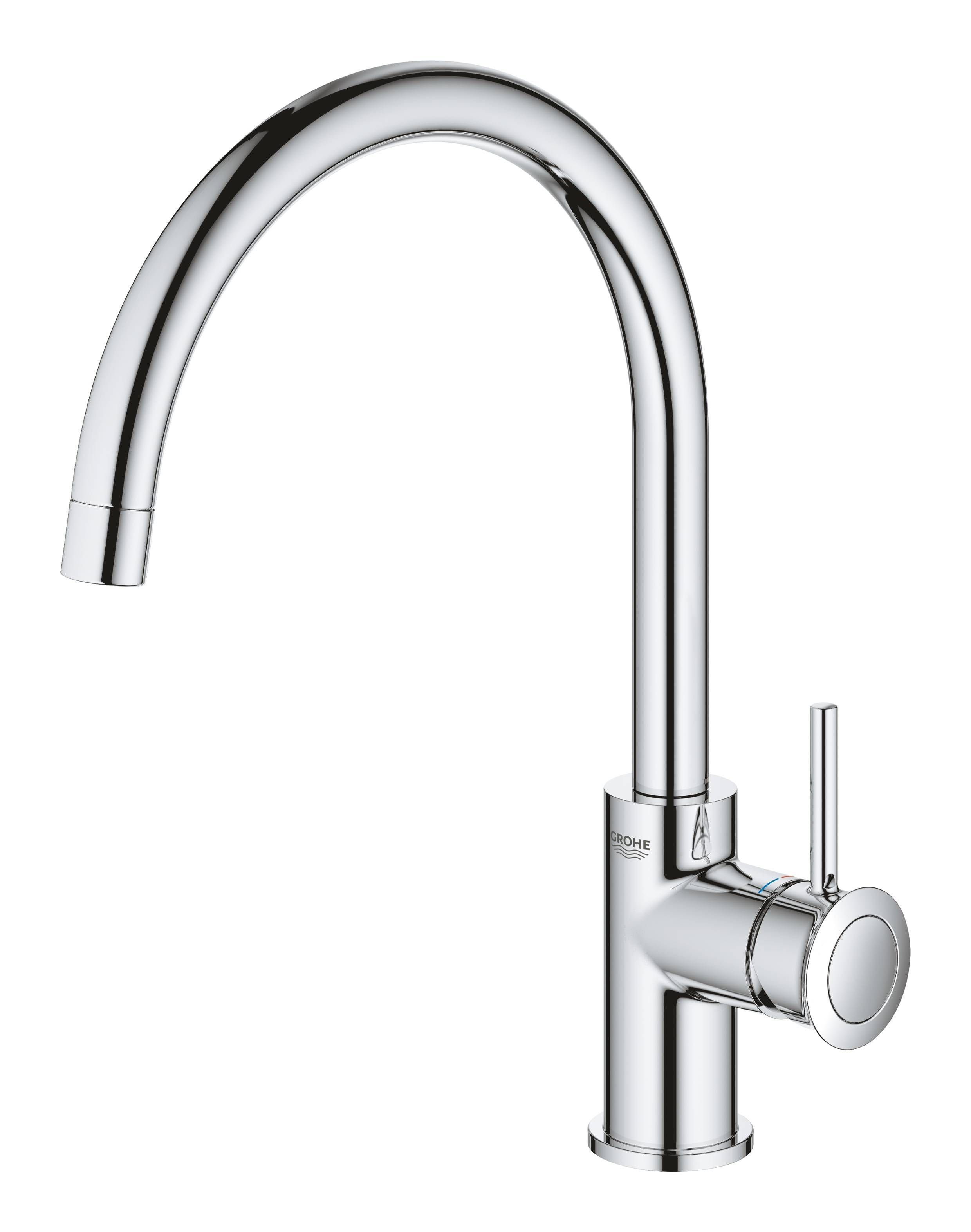 Смеситель для кухни GROHE BauClassic с высоким C-образным изливом, хром (31234001)
