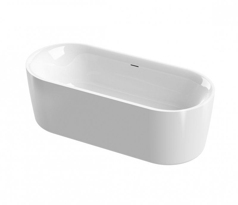 Акриловая ванна отдельно стоящая, цельная, белая матовая внутри, чёрная матовая снаружи,  METAURO-INT-Central-180-80-60-B-W-MATT, артикул METAURO-INT-Central-180-80-60-B-W-MATT