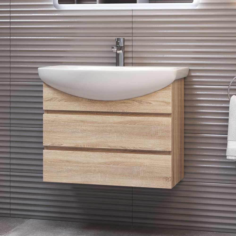 Тумба под раковину подвесная VIGO Wing tp.WIN.BAL.70.2Y дуб сонома, 70 см, артикул tp.WIN.BAL.70.2Y дуб сонома