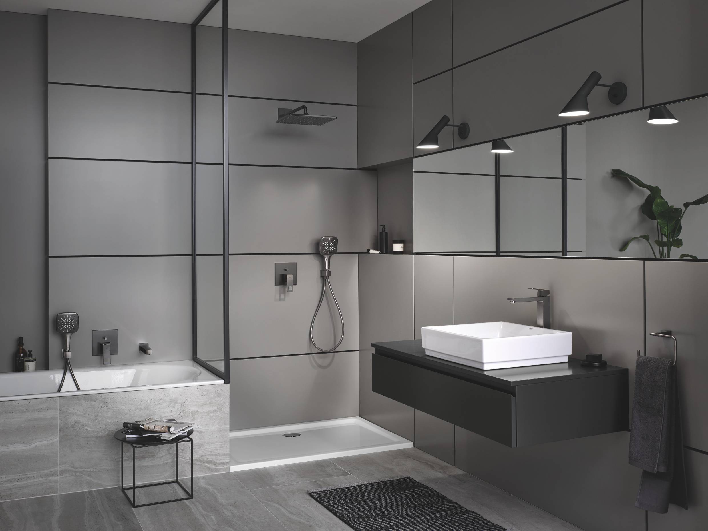 Смеситель однорычажный для раковины GROHE Eurocube, темный графит матовый (23406AL0) Смеситель однорычажный для раковины GROHE Eurocube, темный графит матовый (23406AL0)