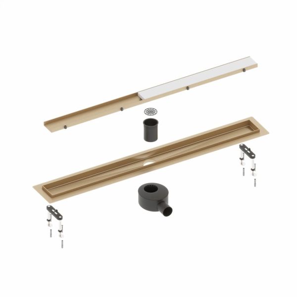 Душевой лоток (двухсторонняя решетка) TIMO Drain System DS230210/17, матовое золото