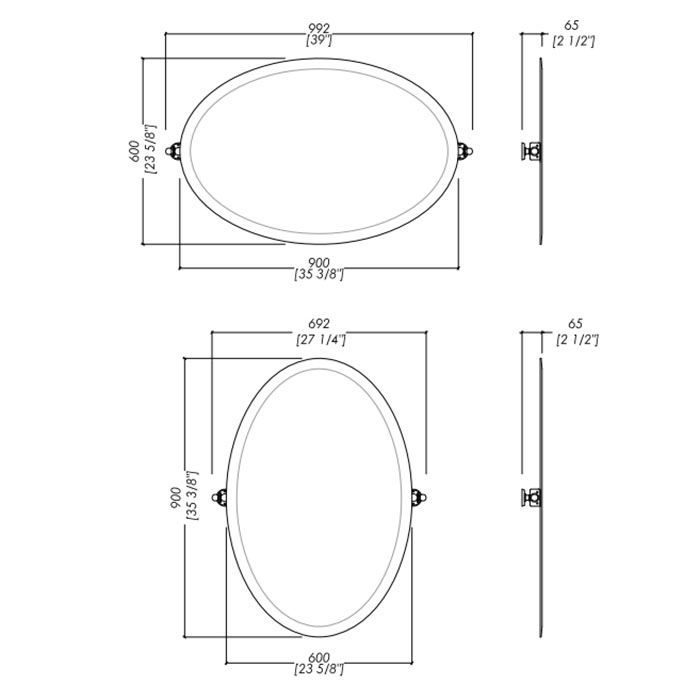 Devon Beauty 1 Зеркало поворотное, монтаж вертикально (70хh90см) или горизонтально(100хh60см), цвет держателей: хром