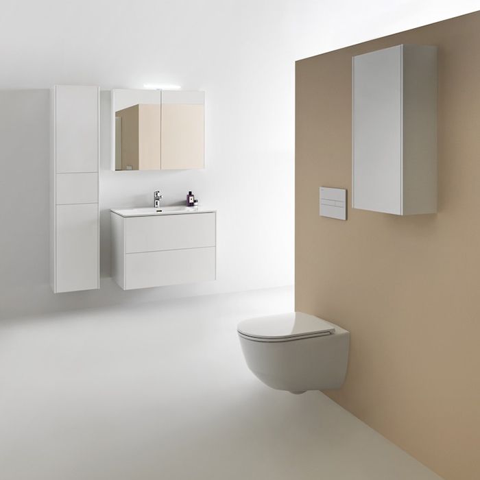 Laufen BASE Шкафчик зеркальный 800x185x700 мм, 2 дверцы, с горизонт элементом LED-подсветки, 2 стекл полки, 1 розетка, бел глянц