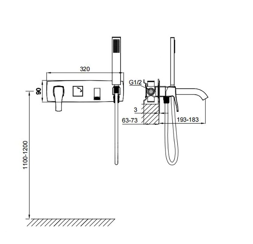 Смеситель для ванны встраиваемый WONZON & WOGHAND FLEX, Брашированное золото (WW-88889072-BG)