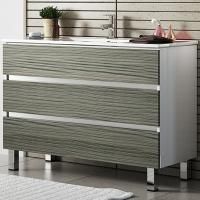 Тумба с раковиной SanVit Кубэ-3 100 kkube3100 с фактурой под дерево Шелк Сталь Тумба с раковиной SanVit Кубэ-3 100 kkube3100 с фактурой под дерево Шелк Сталь