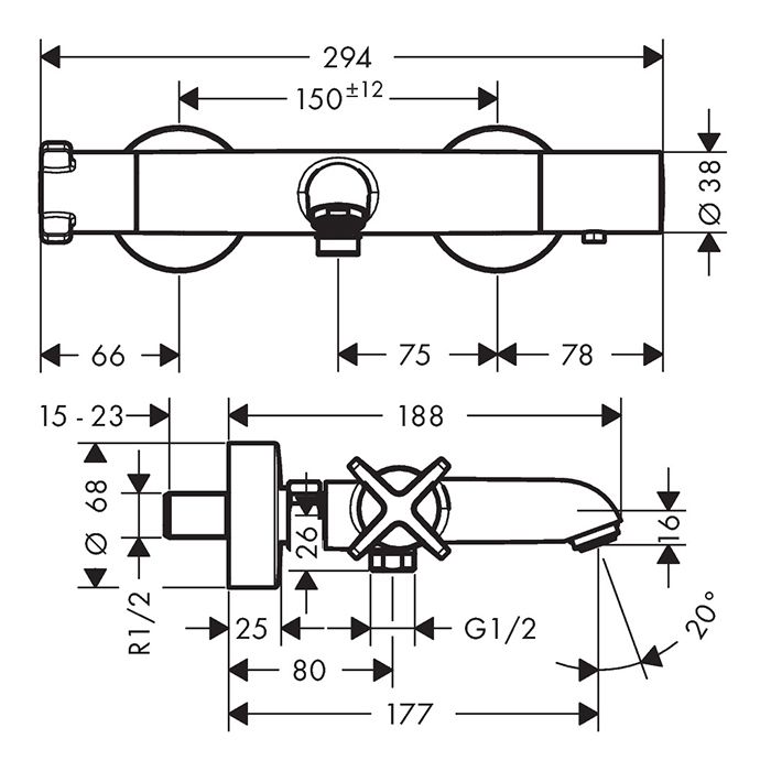 AX Citterio E термостат для ванны,ВМ , цвет шлифованное золото