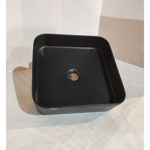 White Ceramic Blade, накладная квадратная раковина 40x40x11,5h см, цвет черный матовый, артикул W050705