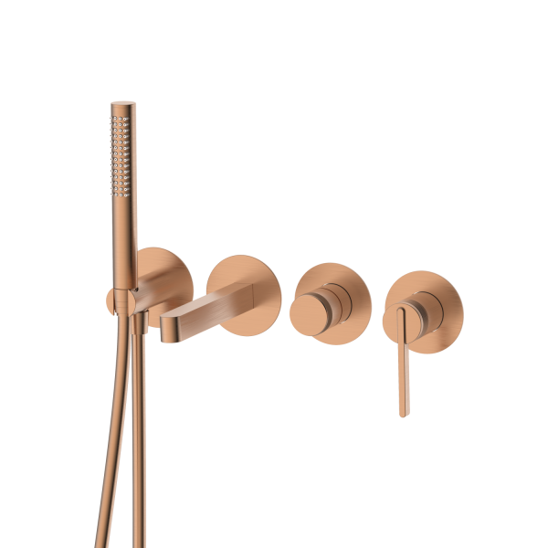 Смеситель для ванны настенный 4 отверстия DQ Bonn браш.роз.золото (DA1704833)
