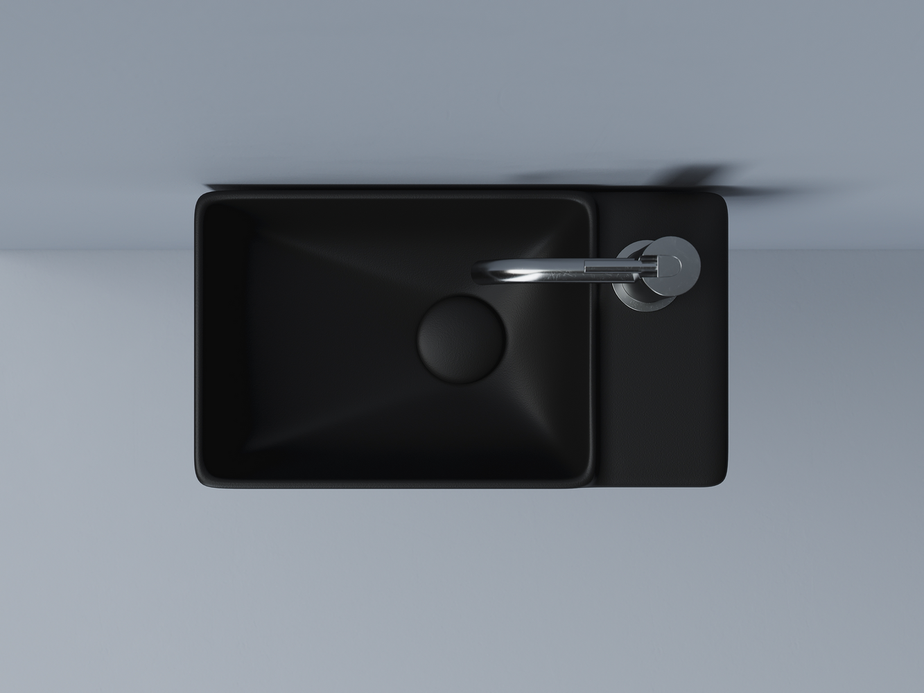 Умывальник подвесной прямоугольный (чаша слева, отверстие под смеситель справа) цвет черный матовый Элемент (Element) 395x220x125мм, артикул CN5045MB