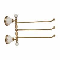 PROVANCE Полотенцедержатель тройной поворотный L35 cм, керамика с декором/бронза