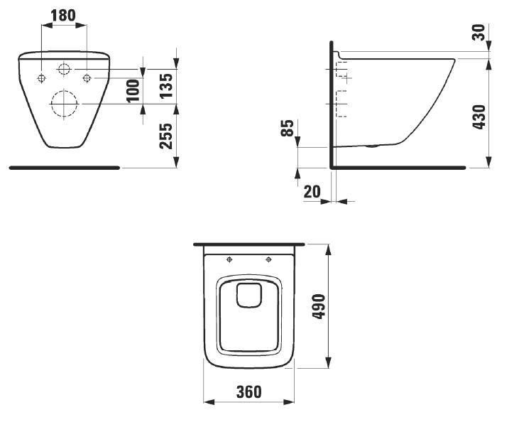 Унитаз подвесной LAUFEN PALACE 8.2070.3.000.000.1 унив. вып. 49*36 (белый), шт