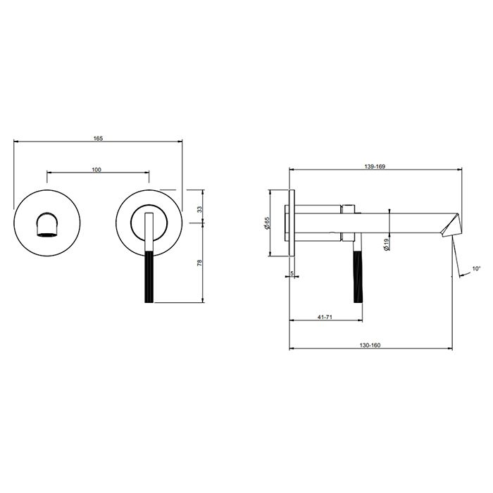 Gessi Ingranaggio Встраиваемый смеситель с изливом. (внешние части), цвет: Finox Brushed Nickel