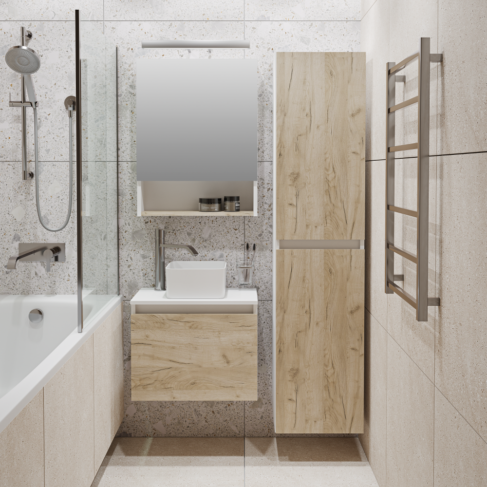 Тумба Runo Бари 50 крафт дуб под накладную раковину (00-00001373), артикул 00-00001373