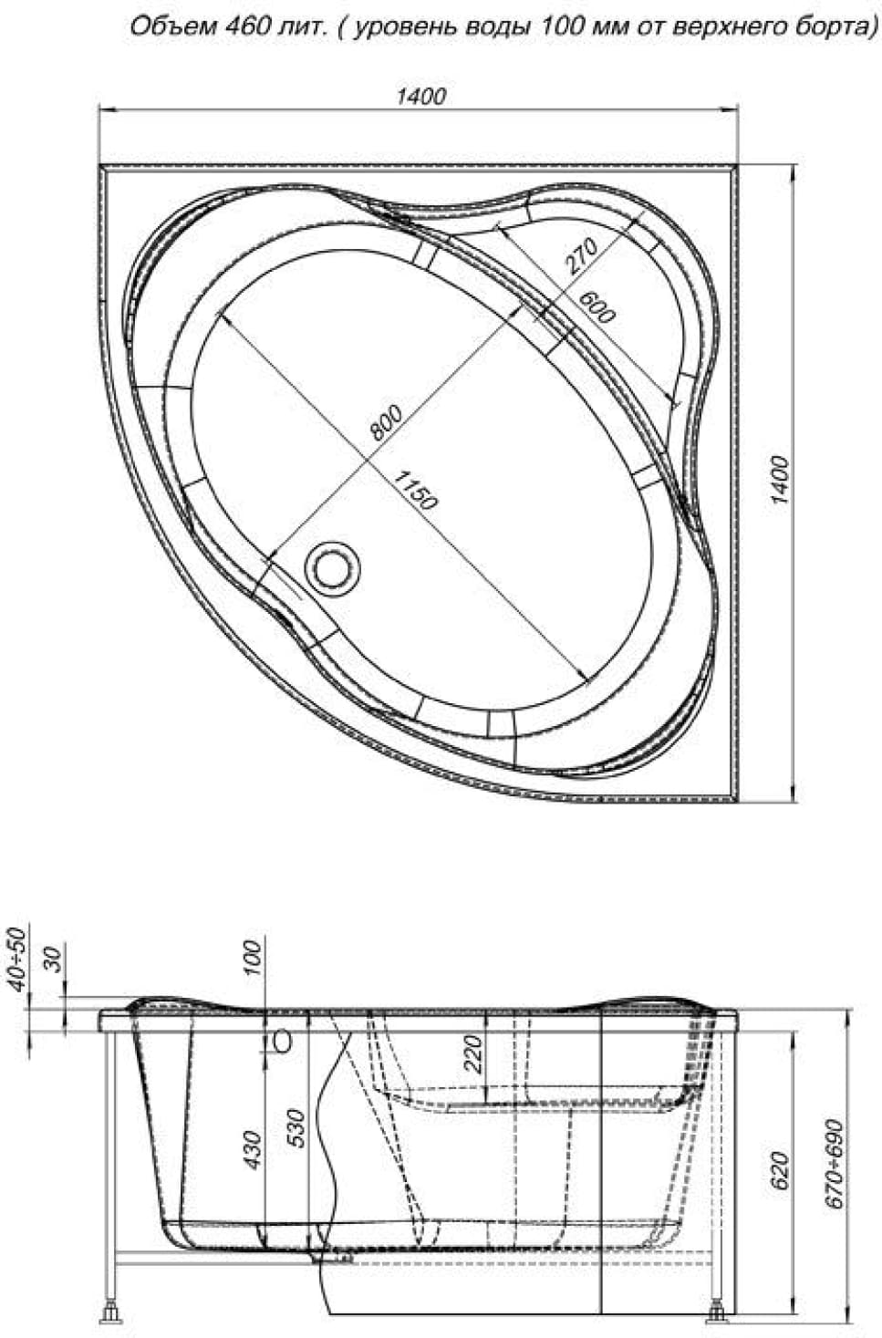 Фронтальный экран Aquanet Palau 140 Фронтальный экран Aquanet Palau 140