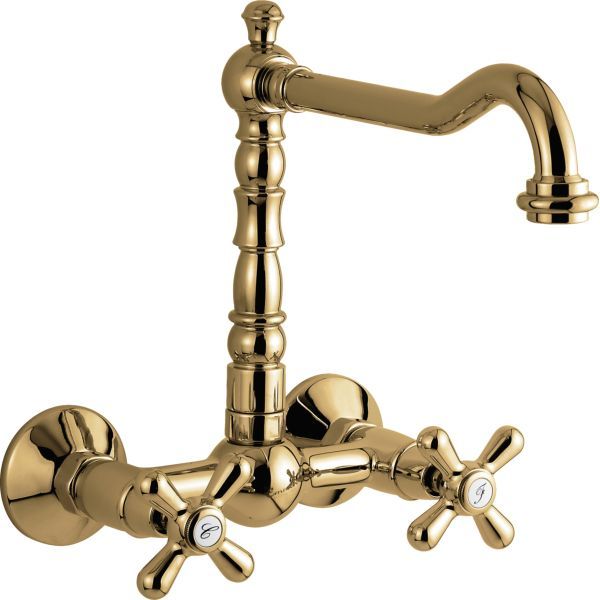 Emmevi Deco Old, настенный двухвентильный кухонный смеситель (поворотный излив 22,5 см), цвет бронза