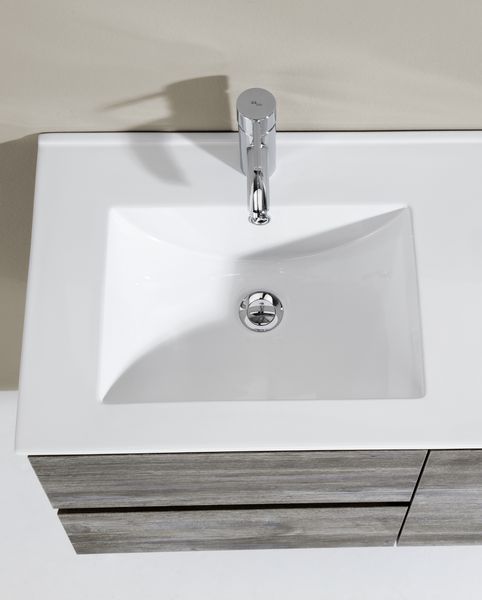 IBX Marina 80 см: тумба (2 ящика) и белая керамическая раковина, цвет мебели натуральный, артикул Marina80/NATURAL