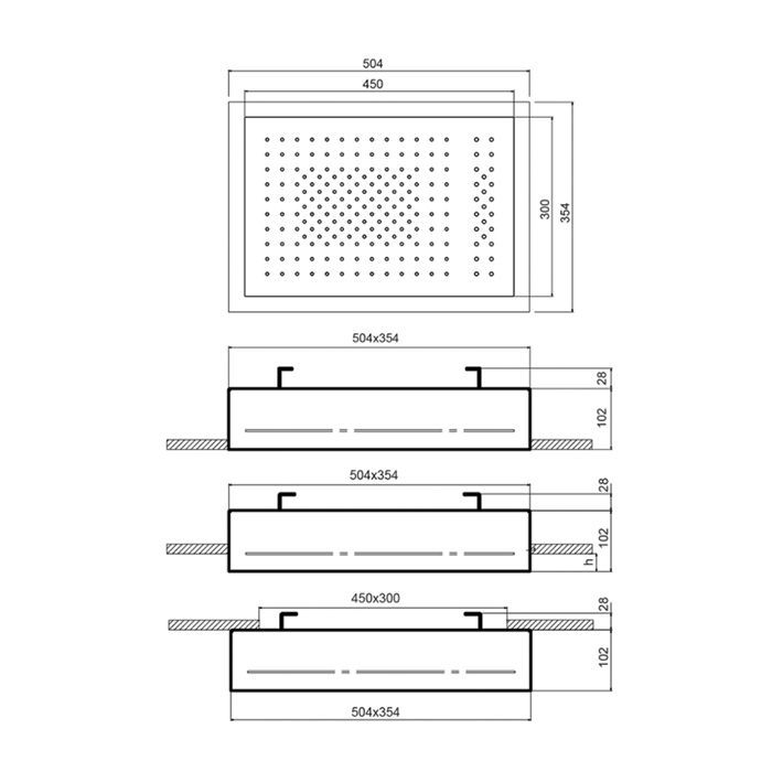 Fantini Acquafit Верхний душ 50 х35 см двойной дождь, поток, светодиоды, хромотерапия,цвет Matt Gun Metal PVD