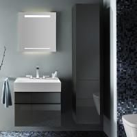 Burgbad Yumo Шкаф подвесной высокий 350х320х1760 мм, 2 двери левая , 5 ст полки,  цвет серый Burgbad Yumo Шкаф подвесной высокий 350х320х1760 мм, 2 двери левая , 5 ст полки,  цвет серый