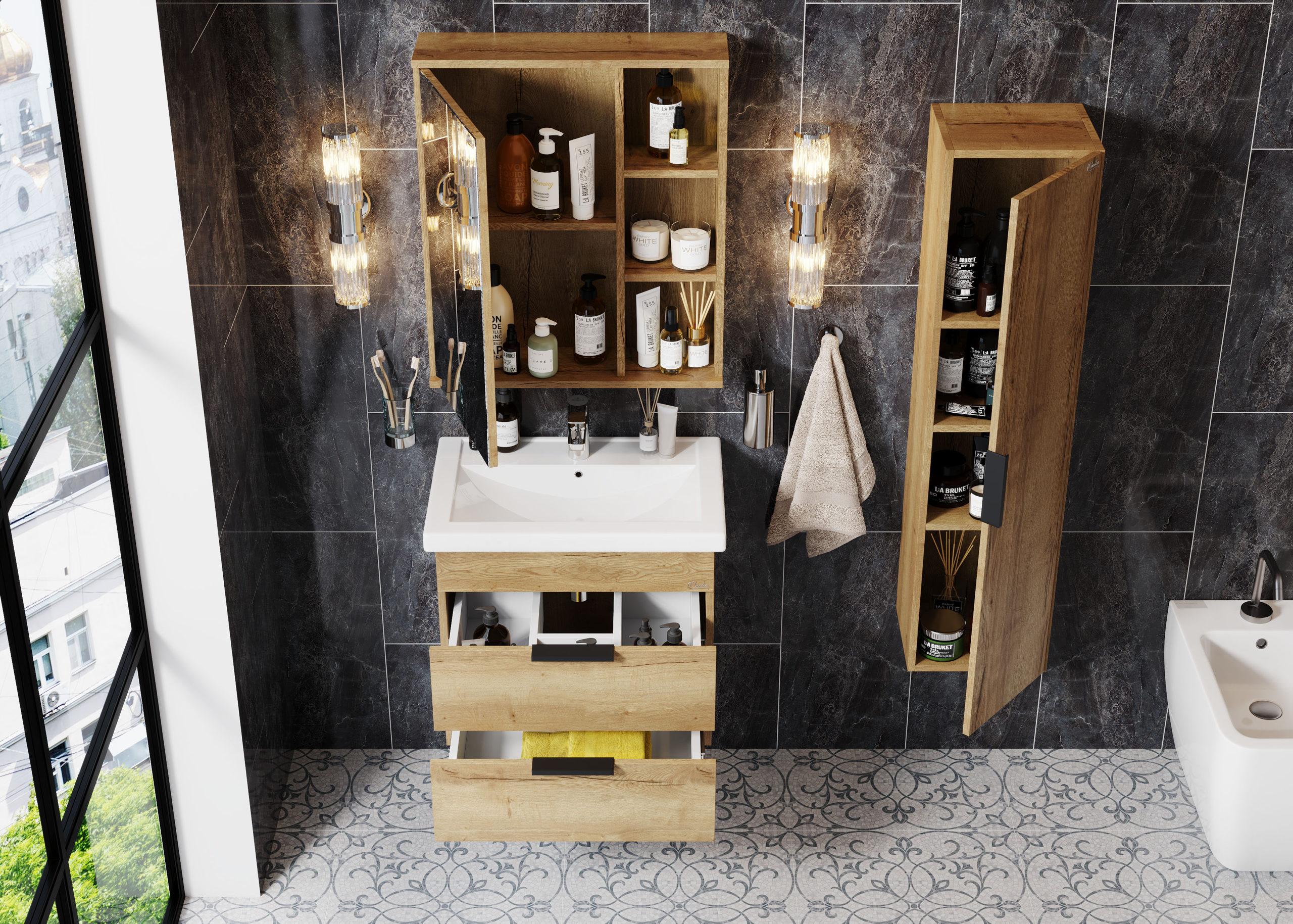 Тумба Onika Легран 70 подвесная, дуб галифакс (ум. Фостер 70)