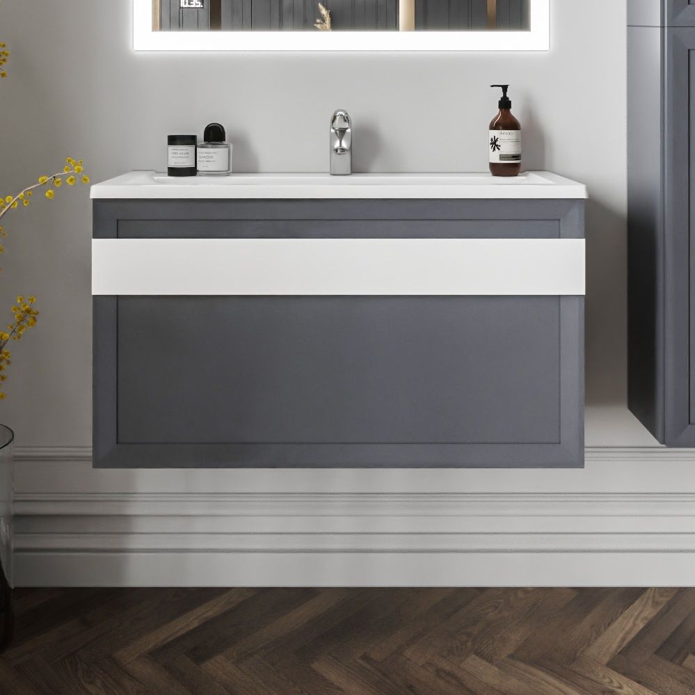 Тумба под раковину подвесная Бриклаер БЕРЛИН оникс серый, 100 см, артикул 4627125416125
