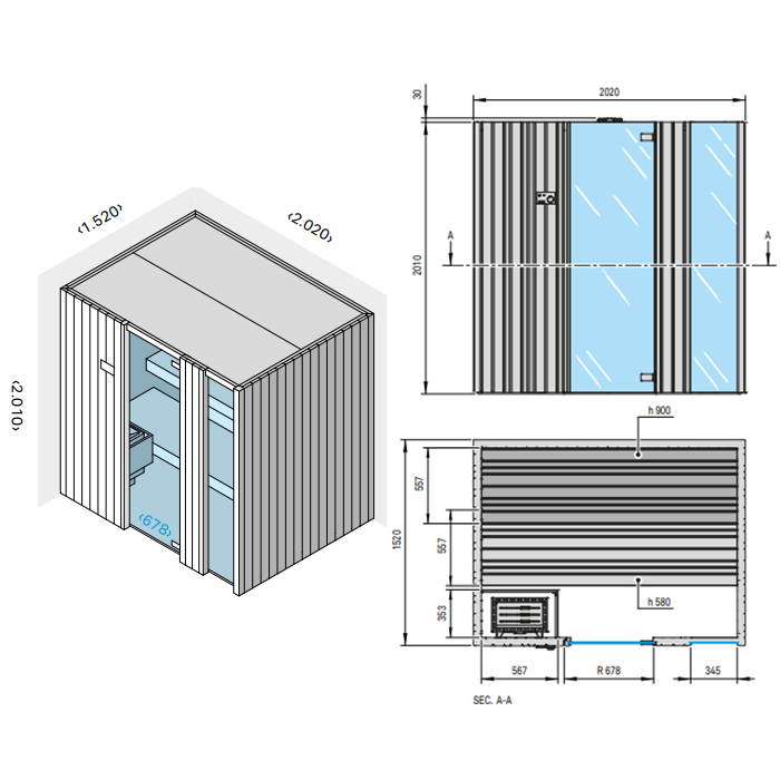 Effegibi Auki 45 Био-Сауна 202x152xh201см, отделка: ель