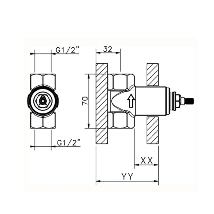 Внутрення часть, Cisal, запорного вентиля, стандарт подвода воды-1/2"