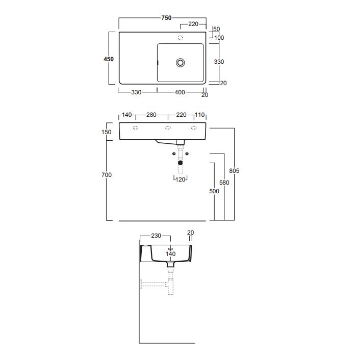 SIMAS Top e lavabi d'arredo раковина накладная/подвесная 75х45 см с 1  отв. под смеситель правая ,цвет белый