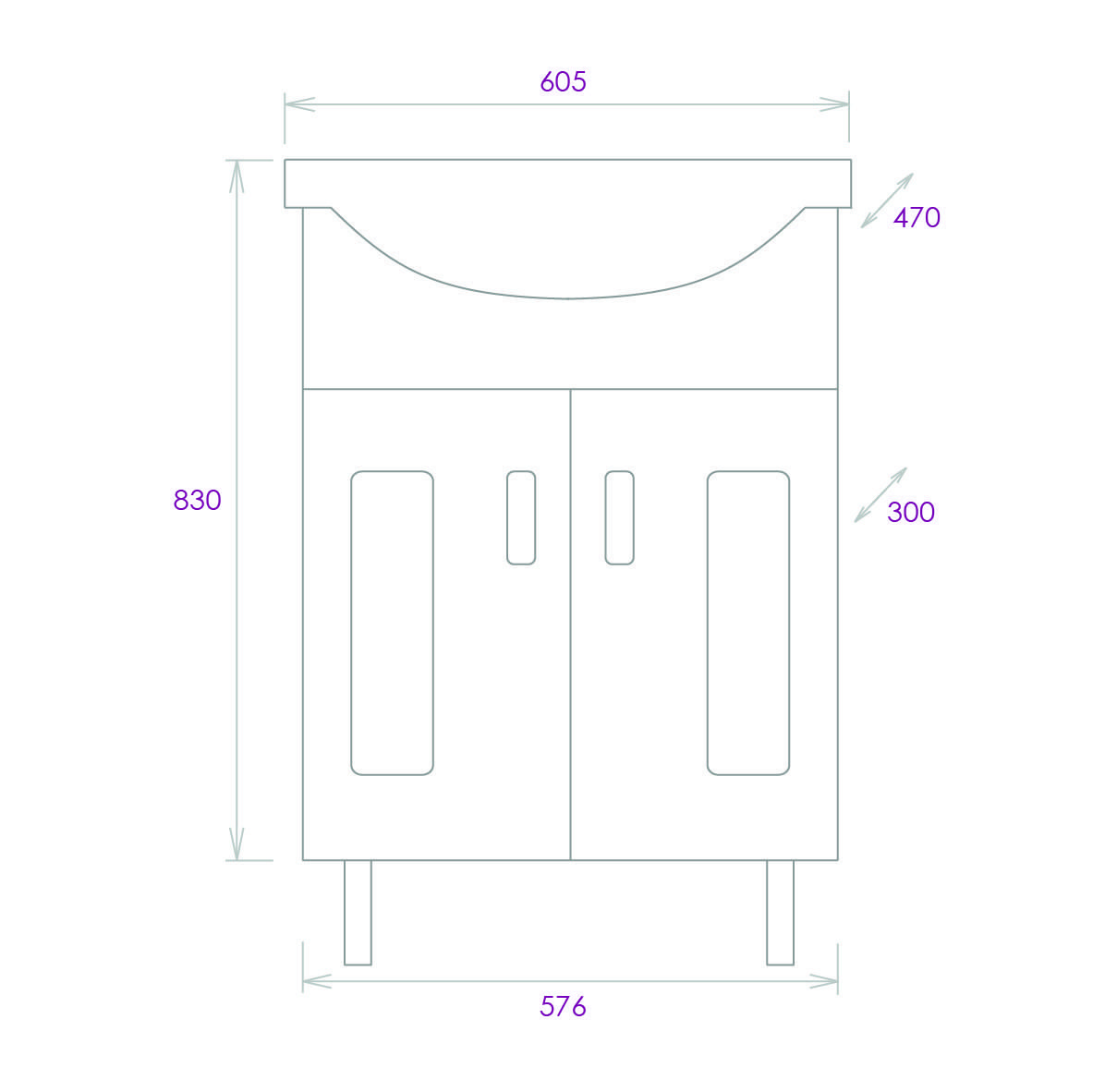 Тумба Onika Кристалл 60 напольная, белая (ум. Байкал 60)