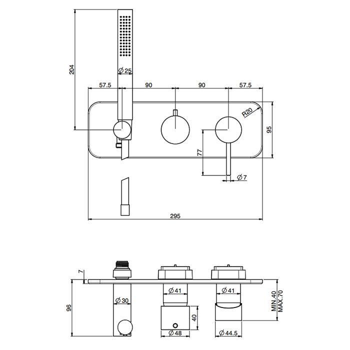FIMA|Carlo Frattini SPILLO UP Смеситель для душа встроенный, на 2 источника, с душевым комплектом, внешняя часть, цвет хром FIMA|Carlo Frattini SPILLO UP Смеситель для душа встроенный, на 2 источника, с душевым комплектом, внешняя часть, цвет хром