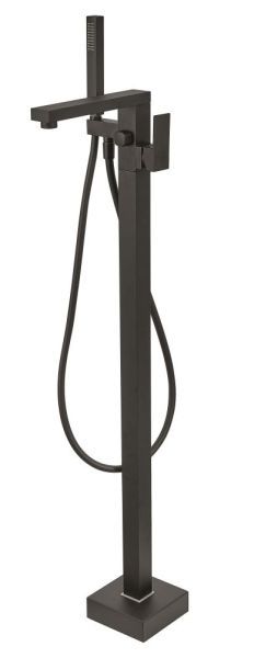 Fiore Kube, однорычажный напольный смеситель для ванны с ручным душем, цвет черный матовый