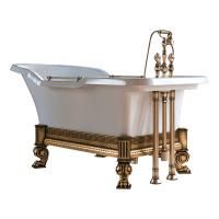 IMPERO AFFUSTO M Ванна 180x87хH83.5 см. бел, лафет "меандр" бронза, слив/перелив бронза