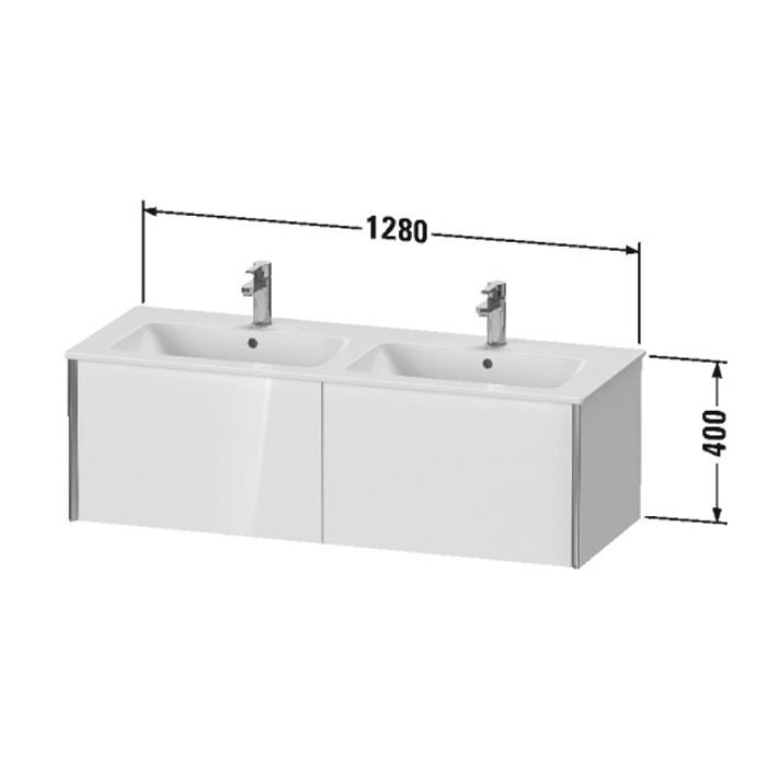 Duravit ME by Starck  Двойная раковина для мебели с перел., с 1 отв. под смес., 1300x490мм, Цвет: Белый