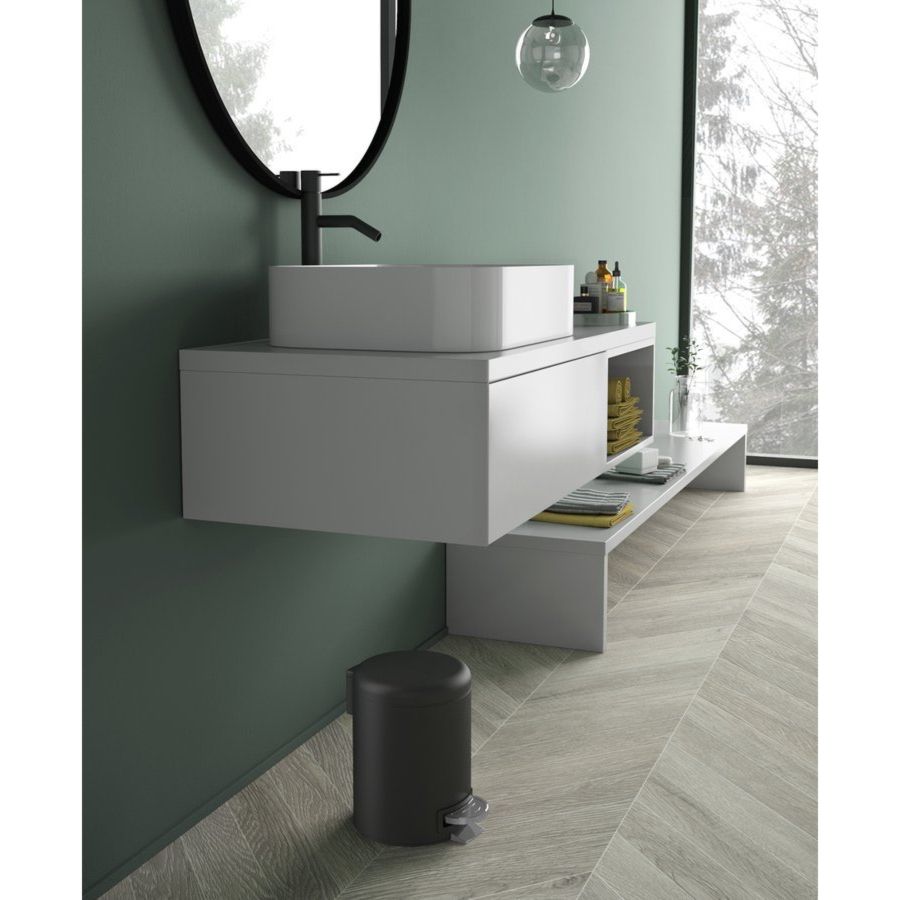 Урна POTTY для бытового мусора, с педалью, 3 л, черный матовый, нержавеющая сталь, Sapho