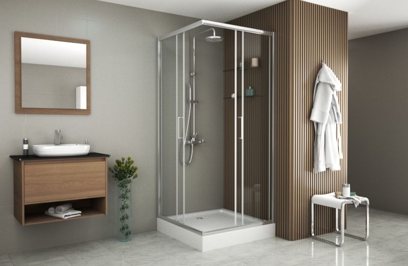 Душевой уголок Bravat Drop 90x90 BS090.2200A профиль Хром стекло прозрачное