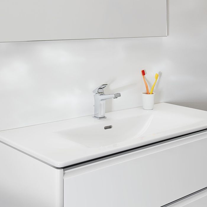 LAUFEN PALACE Комплект мебели 1000х450х545 мм., с раковиной Slim, 2 ящика, органайзер для ящика, ручка анодированный алюминий, цвет белый глянцевый