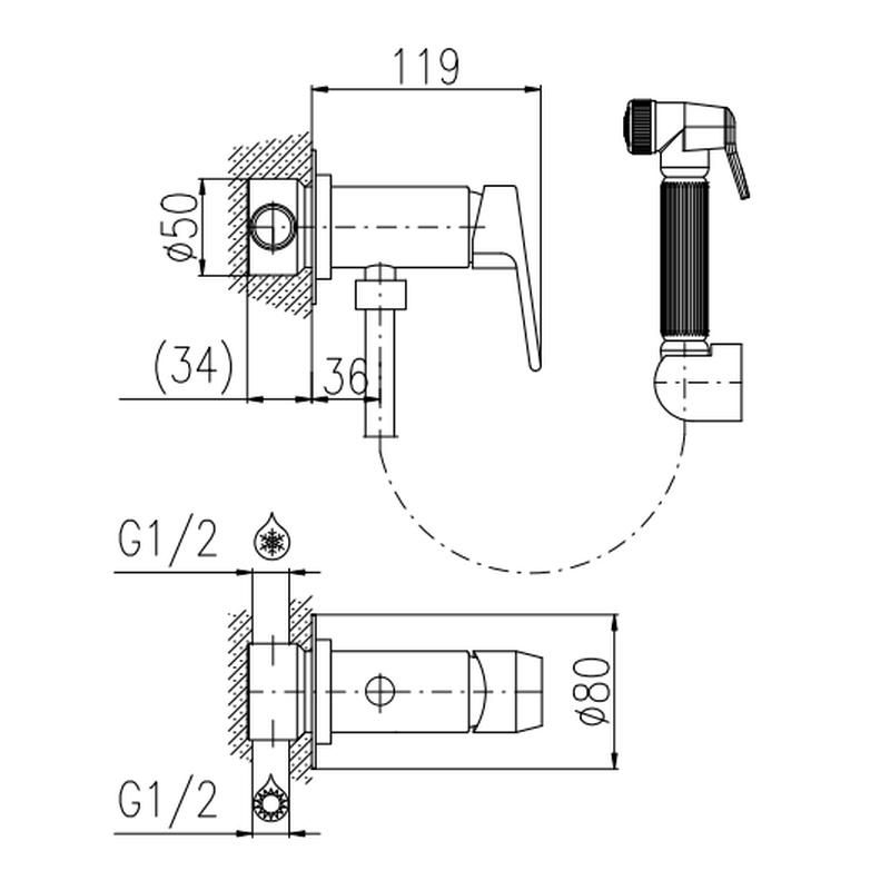 Гигиенический душ со смесителем Rav Slezak COLORADO CO247/1CMAT, черный, артикул CO247/1CMAT