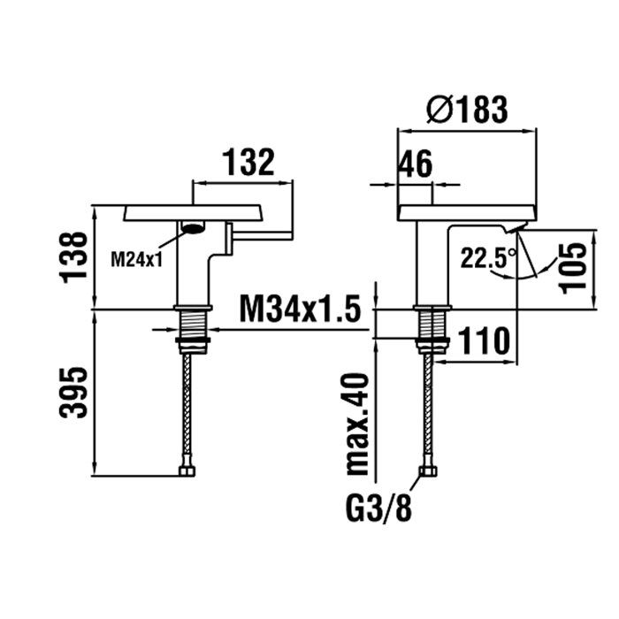 Laufen Kartell Смеситель для раковины, на 1 отв., без донного клапана, излив 110мм, цвет: хром