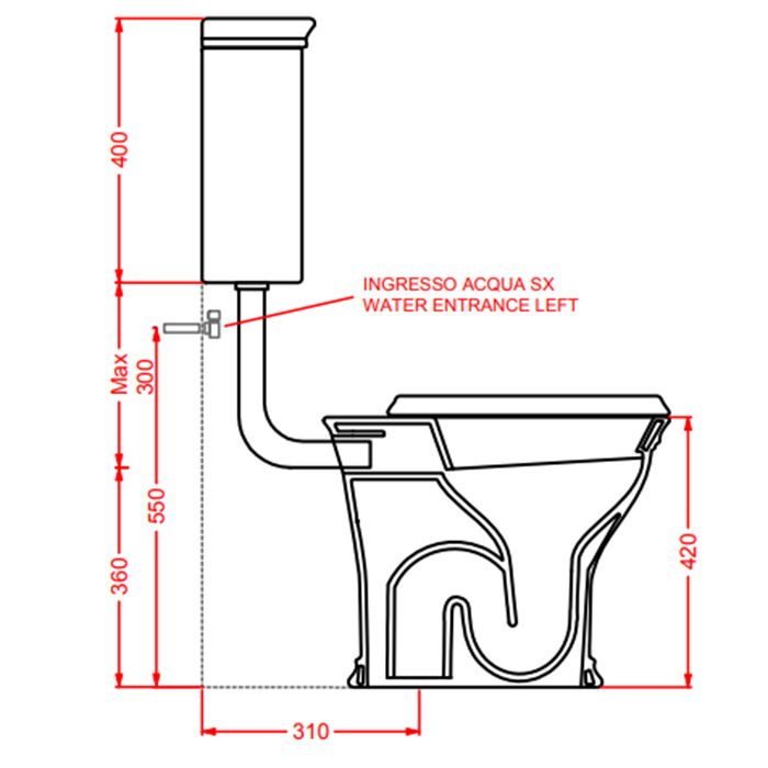Artceram CIVITAS Средний бачок для напольного унитаза 44х39 см, цвет: серый