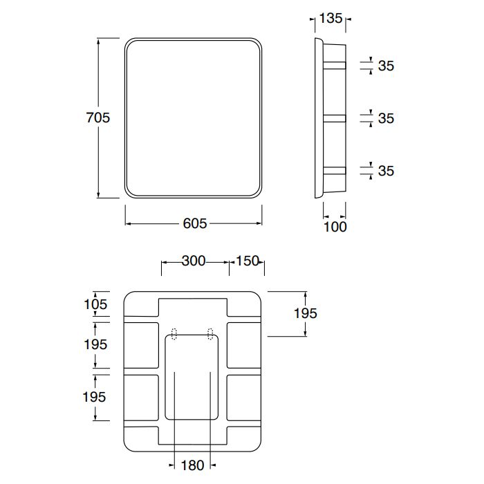 Azzurra ANFIBIO Зеркало в керамической основе с полками, цвет белый