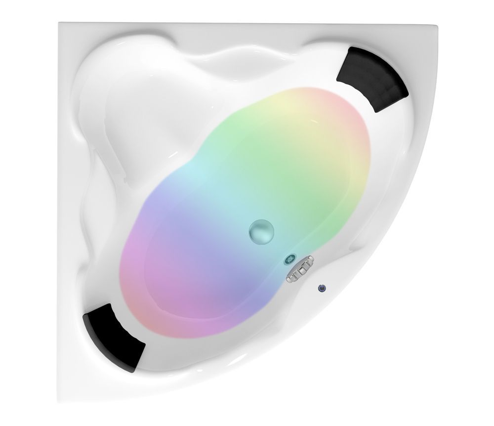 Комплект 5 в 1 Lavinia Boho Elegant S4-3705015P, акриловая ванна 150x150 см, усиленный металлический каркас с монтажным набором, мягкий силиконовый подголовник 2 штуки, лицевой экран, хромотерапия