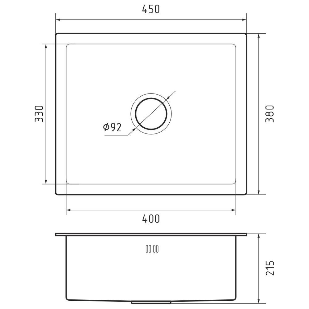 Кухонная мойка GranFest 4538, графит, артикул 4538 PVD графит