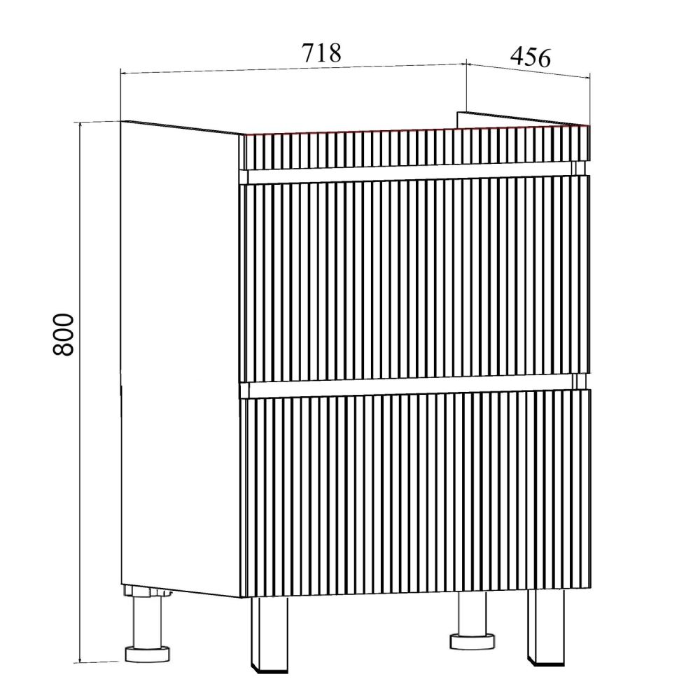 Тумба Runo Модена 75 напольная 2 ящика белая под умывальник 00-00001022 (Оскар 75) (00-00001453), артикул 00-00001453