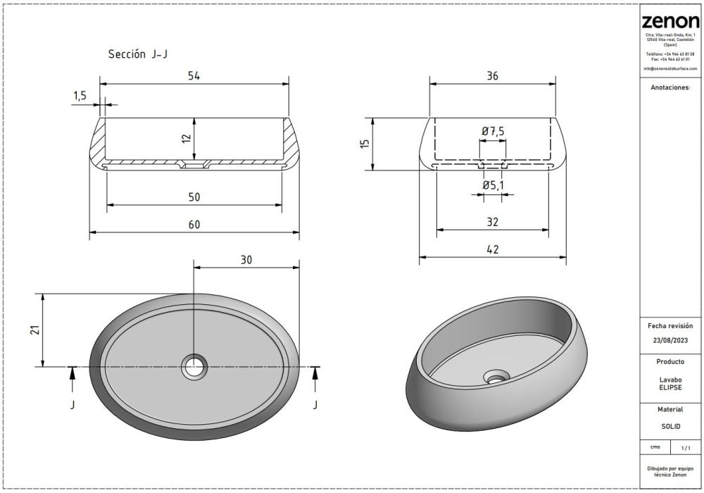 Zenon Elipse, накладная раковина овальной формы, 60х42х15 см, цвет белый матовый, артикул 4000.000.000.000.39676