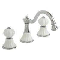 OLIVIA Смеситель для биде на 3 отв., донный клапан "click-clack", бел./хром