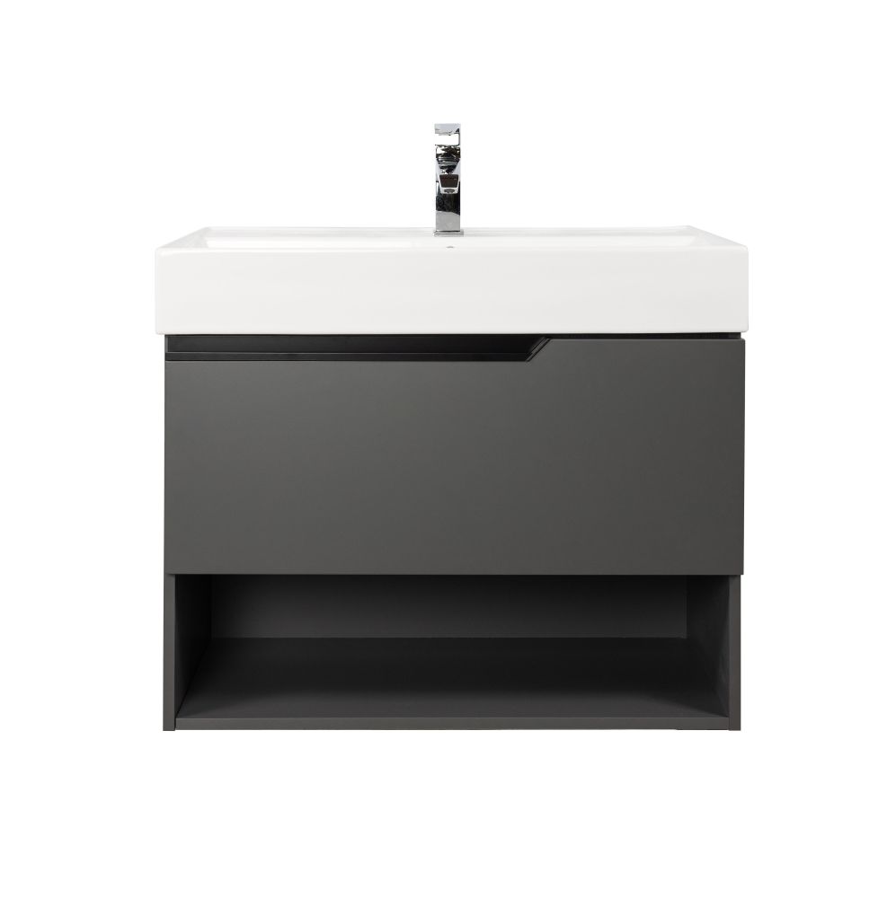 Комплект мебели Visobath Eleven, 800 мм левый, цвет пепельный матовый лак (Ceniza), артикул 85602/Ceniza/EL