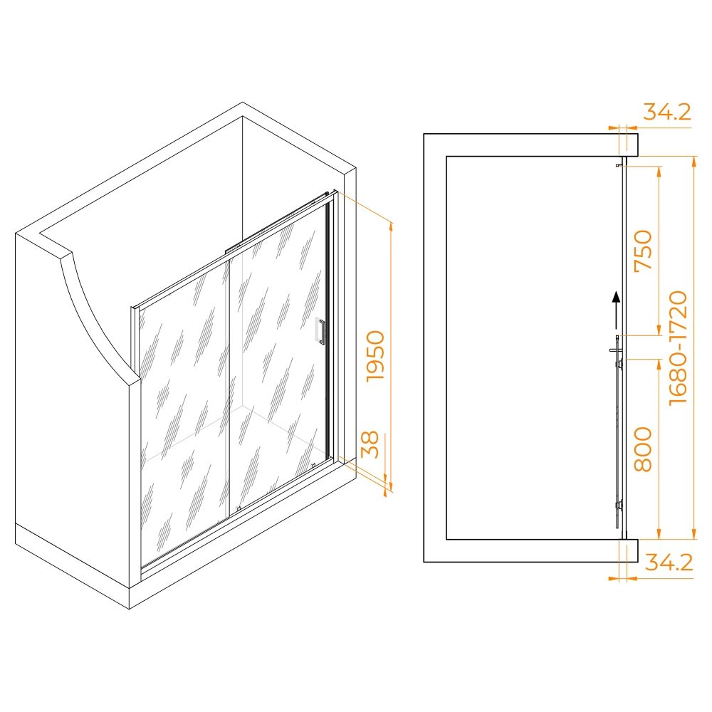 Душевая дверь RGW PA-14Gr (Прозрачное, 1700)