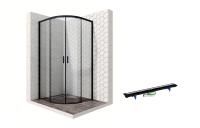 Душевой уголок Ambassador Queen Black 11011202-PR3, полукруглый, линейный трап, 100х100