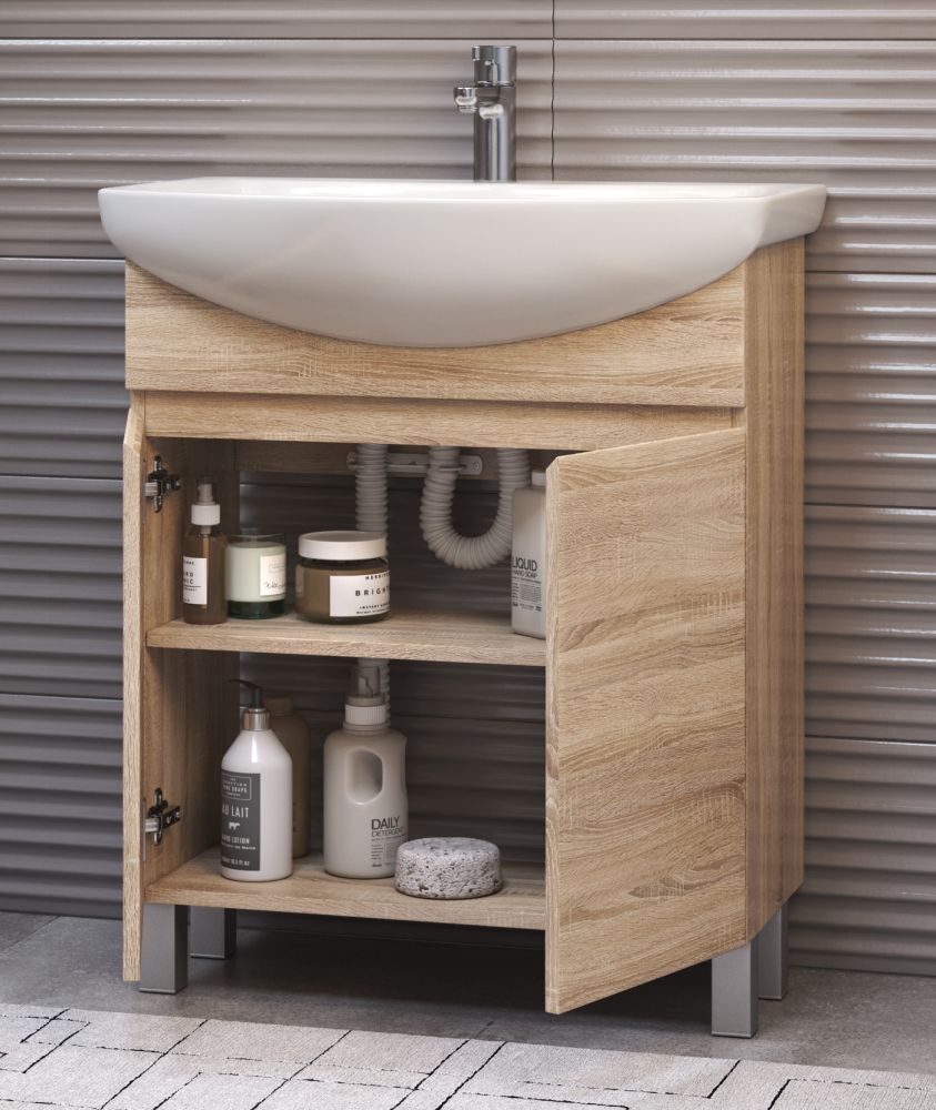 Тумба под раковину напольная VIGO Wing tn.WIN.BAL.70.2D дуб сонома, 70 см, артикул tn.WIN.BAL.70.2D дуб сонома