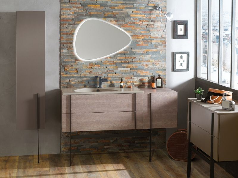 Тумба под раковину Jacob Delafon Nouvelle Vague 145 EB3043RU-NR2 подвесная Коричневая кожа, артикул EB3043RU-NR2